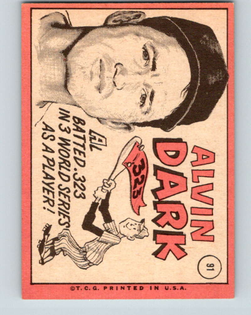1969 Topps #91 Alvin Dark MG Cleveland Indians V28538