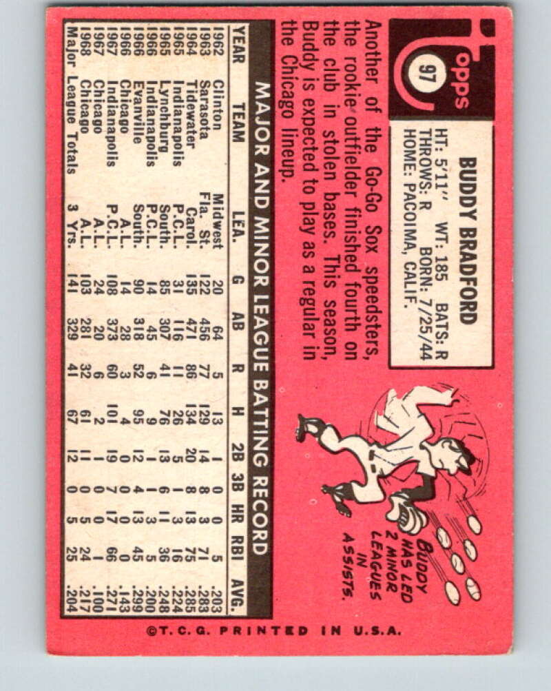 1969 Topps #97 Buddy Bradford Chicago White Sox V28539