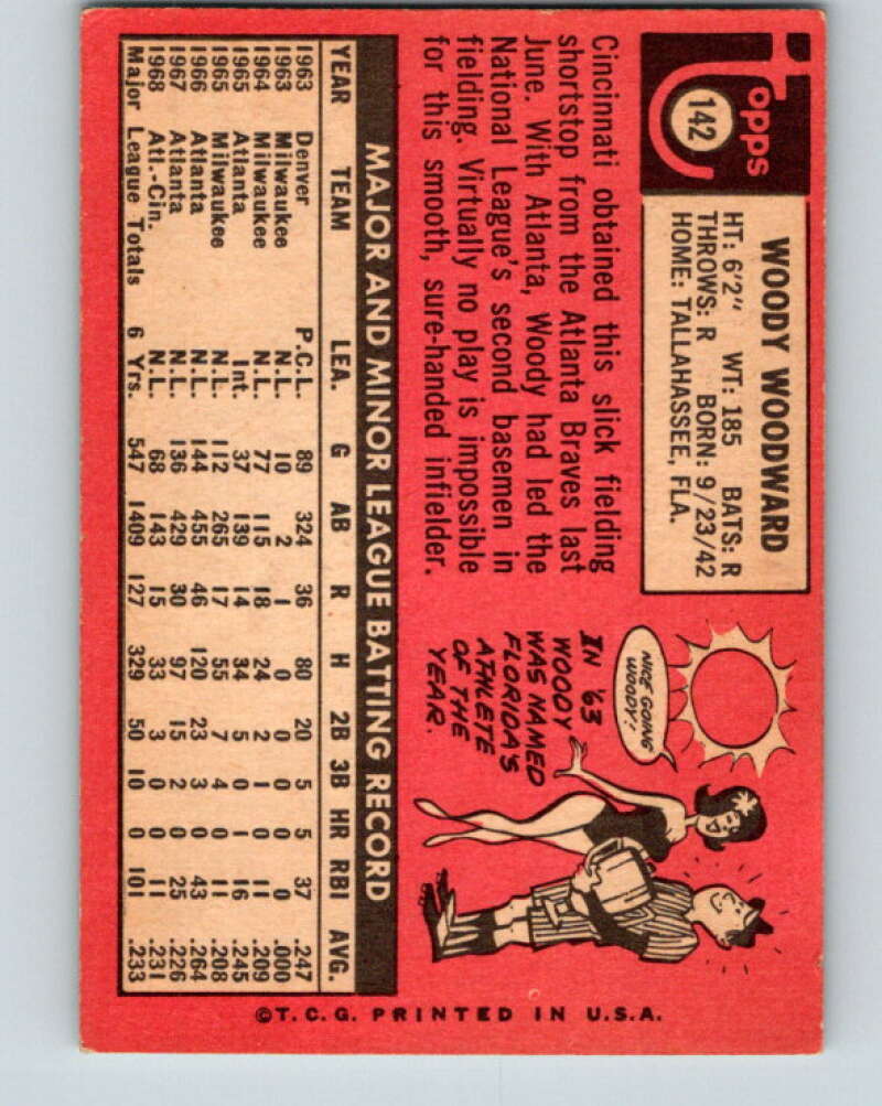 1969 Topps #142 Woody Woodward Cincinnati Reds V28556