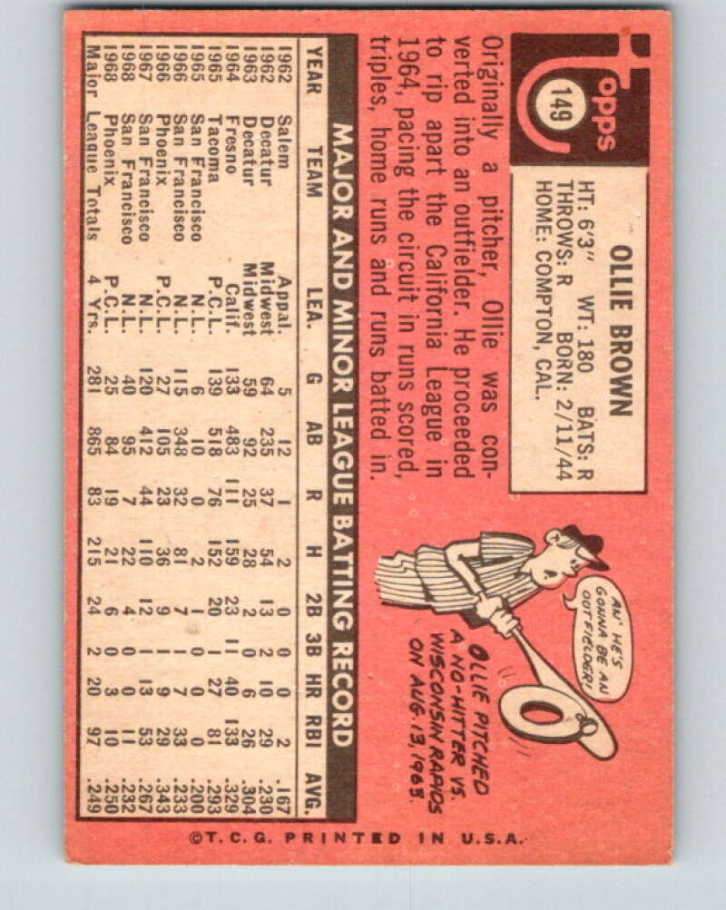 1969 Topps #149 Ollie Brown San Diego Padres V28560