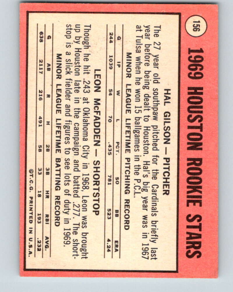 1969 Topps #156 Gilson/McFadden Rookies RC V28565