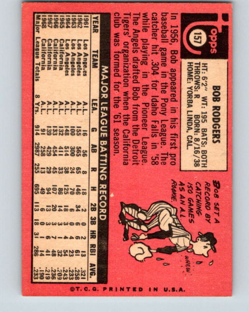 1969 Topps #157 Bob Rodgers California Angels V28567