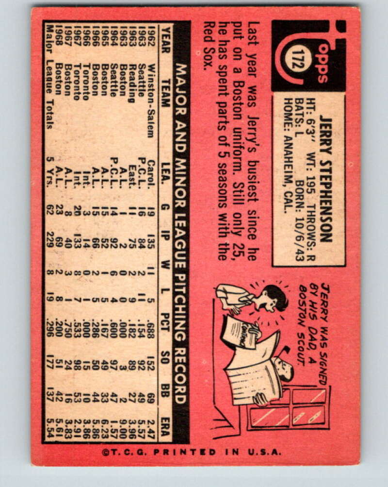 1969 Topps #172 Jerry Stephenson Boston Red Sox V28569