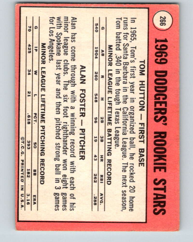 1969 Topps #266 Hutton/ Foster Dodgers Rookies RC V28610