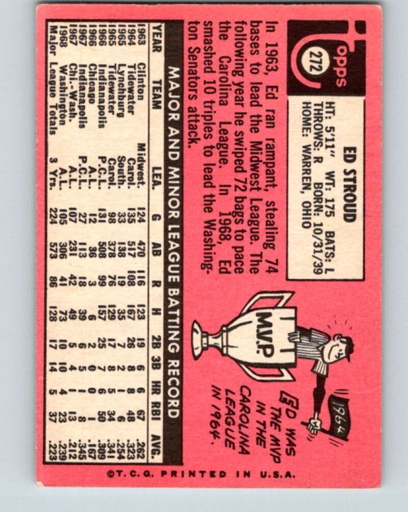 1969 Topps #272 Ed Stroud Washington Senators V28611