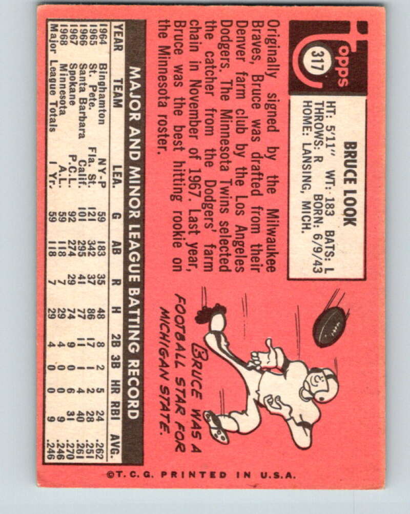 1969 Topps #317 Bruce Look RC Rookie Minnesota Twins V28627