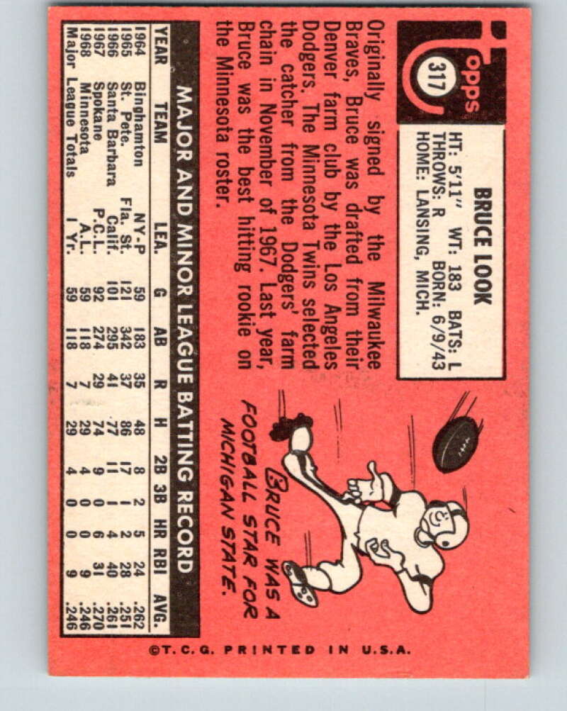 1969 Topps #317 Bruce Look RC Rookie Minnesota Twins V28628