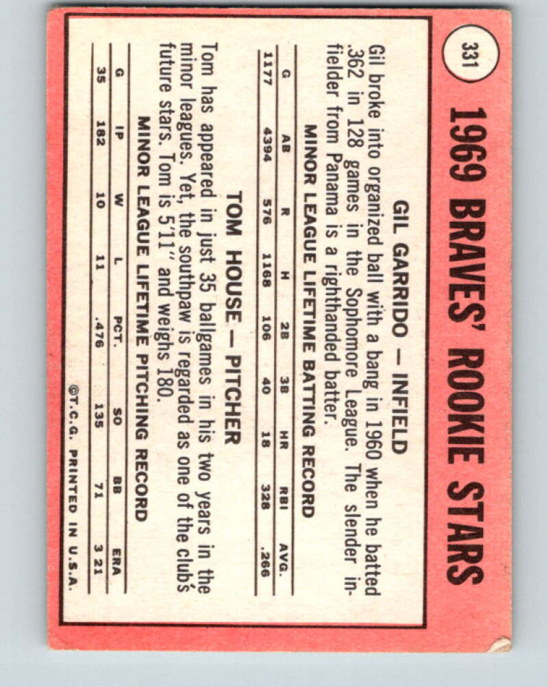 1969 Topps #331 Garrido/House Rookies RC V28637