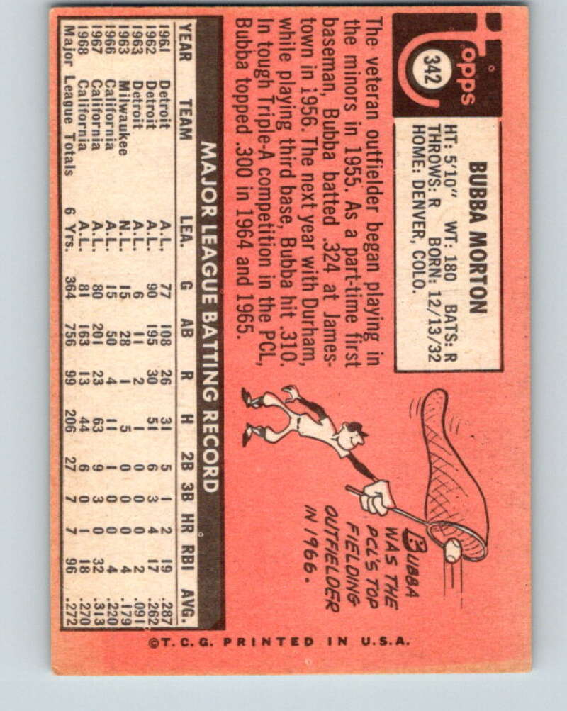 1969 Topps #342 Bubba Morton California Angels V28648