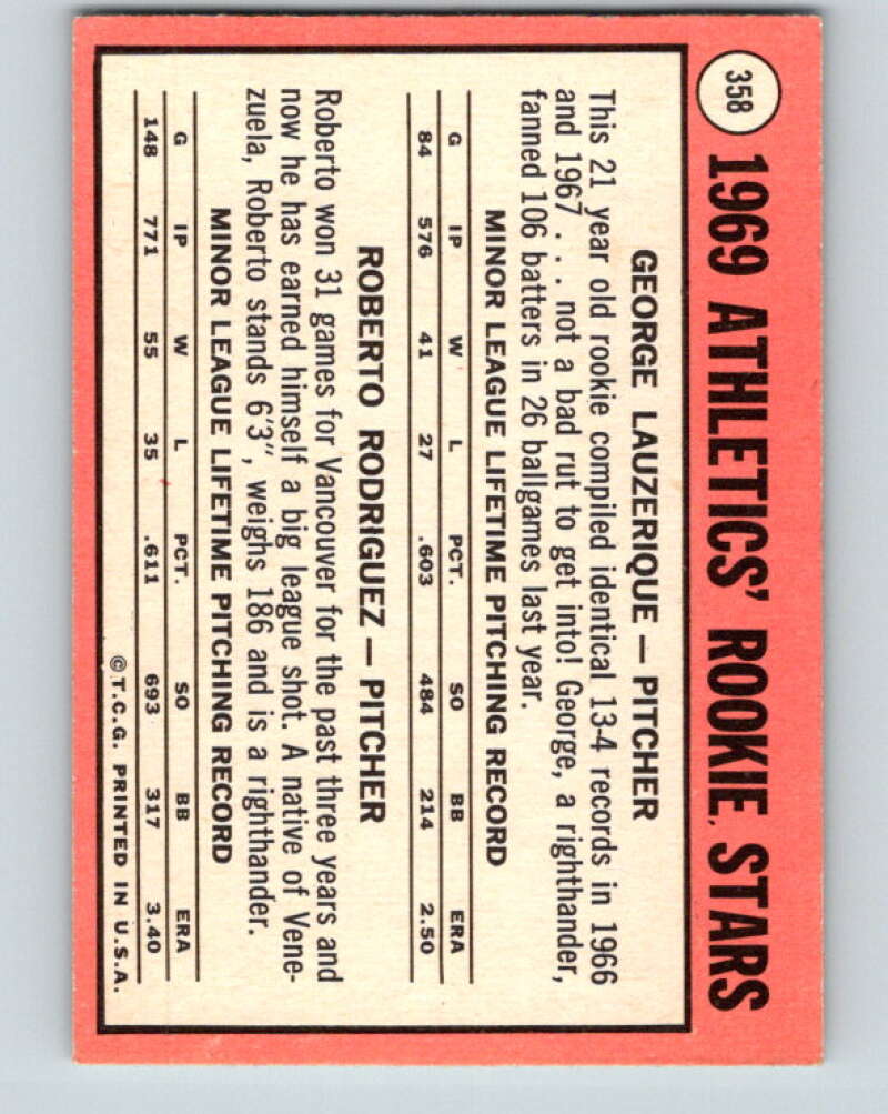 1969 Topps #358 Lauzerique/Rodriguez Rookies RC V28659