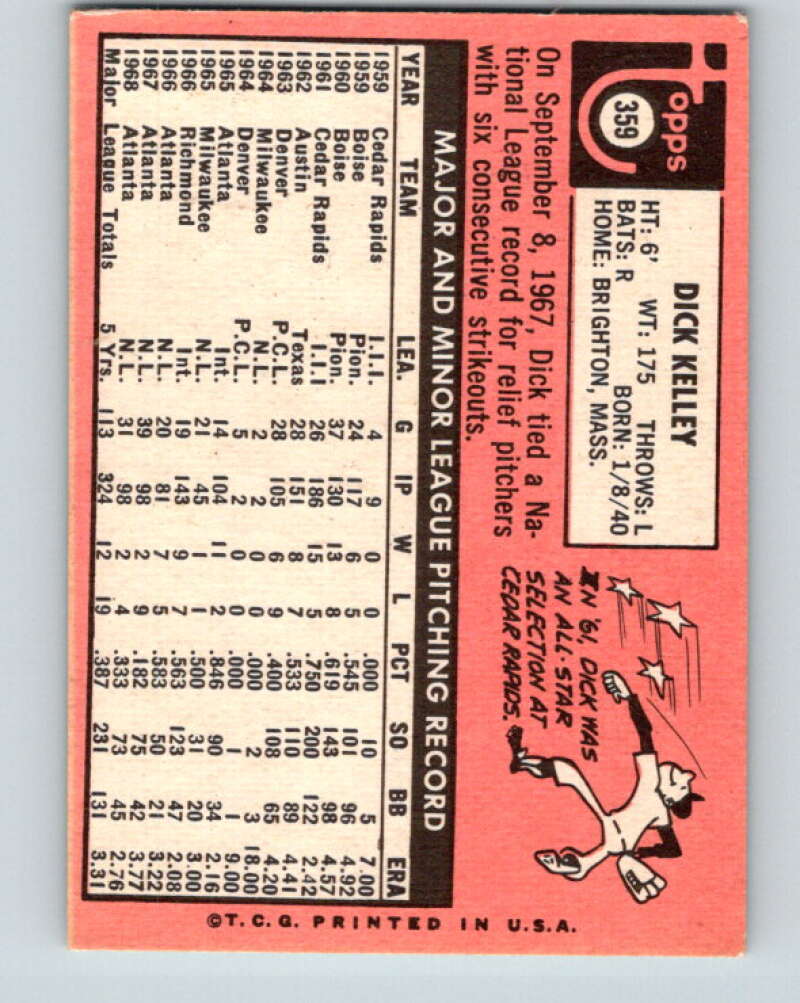 1969 Topps #359 Dick Kelley San Diego Padres V28660