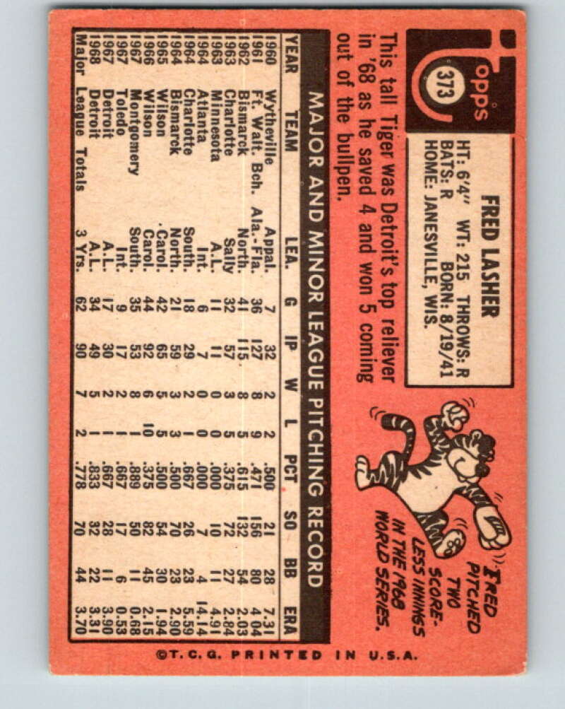 1969 Topps #373 Fred Lasher Detroit Tigers V28672