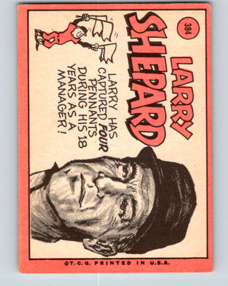 1969 Topps #384 Larry Shepard MG Pittsburgh Pirates V28680