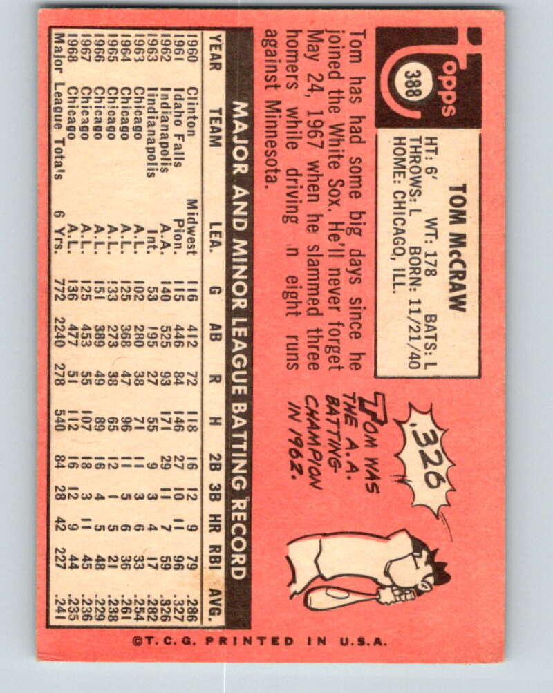 1969 Topps #388 Tom McCraw Chicago White Sox V28684