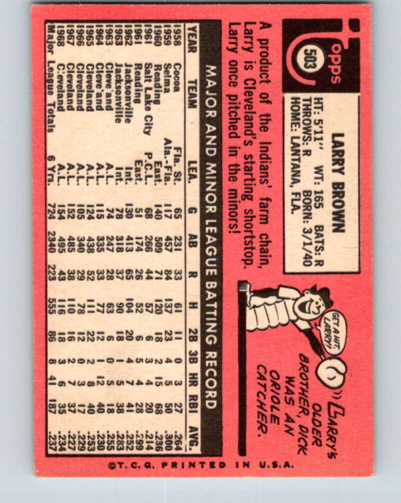 1969 Topps #503 Larry Brown Cleveland Indians V28737