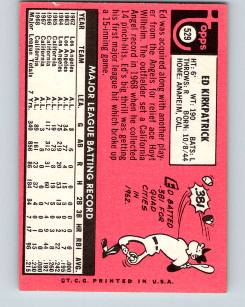1969 Topps #529 Ed Kirkpatrick Kansas City Royals V28750