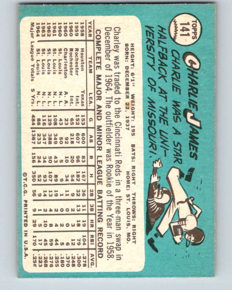 1965 Topps #141 Charlie James Cincinnati Reds V28795