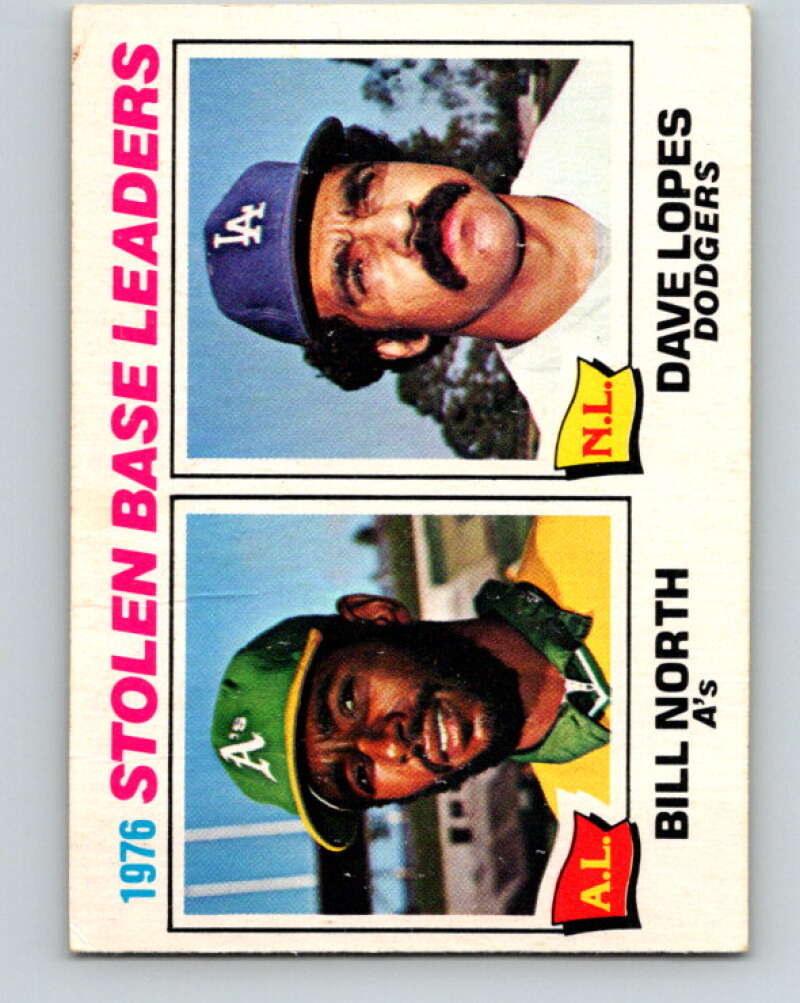 1977 O-Pee-Chee #4 North/Lopes Stolen Base Leaders LL V28813