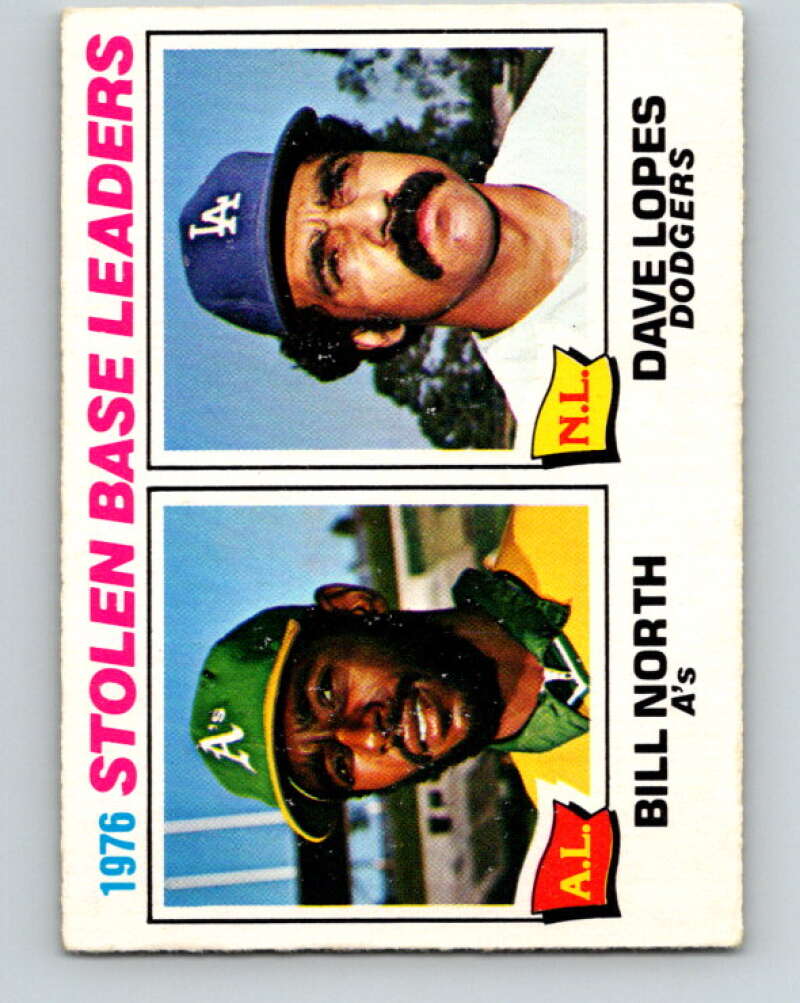 1977 O-Pee-Chee #4 North/Lopes Stolen Base Leaders LL V28814