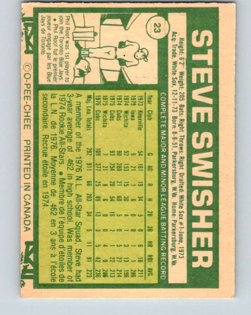 1977 O-Pee-Chee #23 Steve Swisher Chicago Cubs V28854