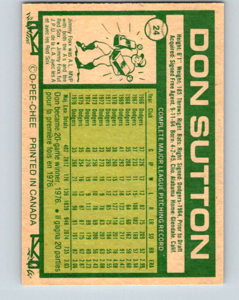1977 O-Pee-Chee #24 Don Sutton Los Angeles Dodgers V28856