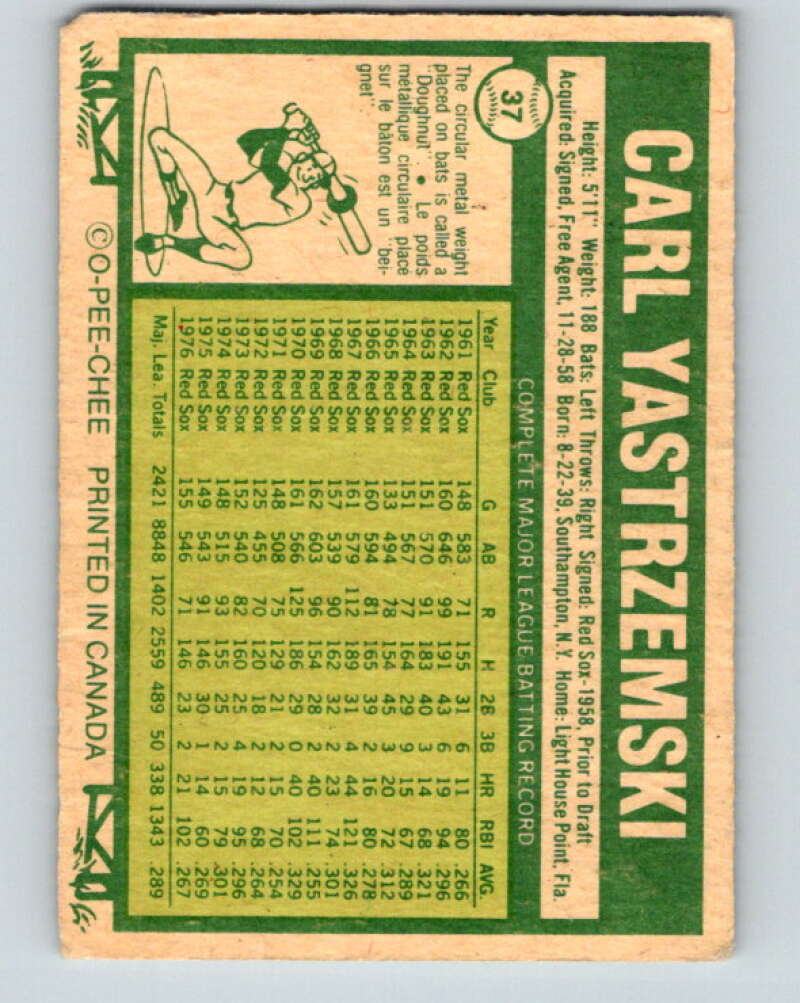 1977 O-Pee-Chee #37 Carl Yastrzemski Boston Red Sox V28882