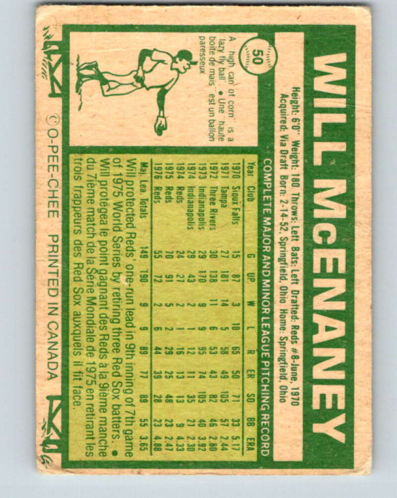 1977 O-Pee-Chee #50 Will McEnaney Montreal Expos V28918