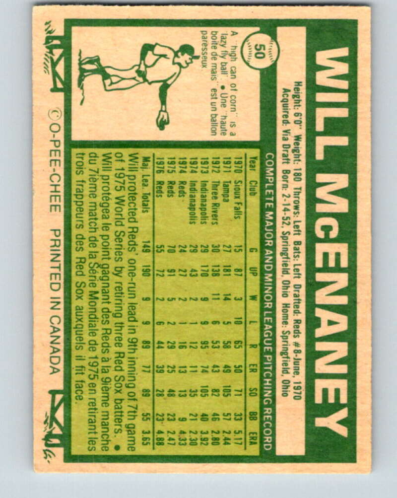 1977 O-Pee-Chee #50 Will McEnaney Montreal Expos V28919