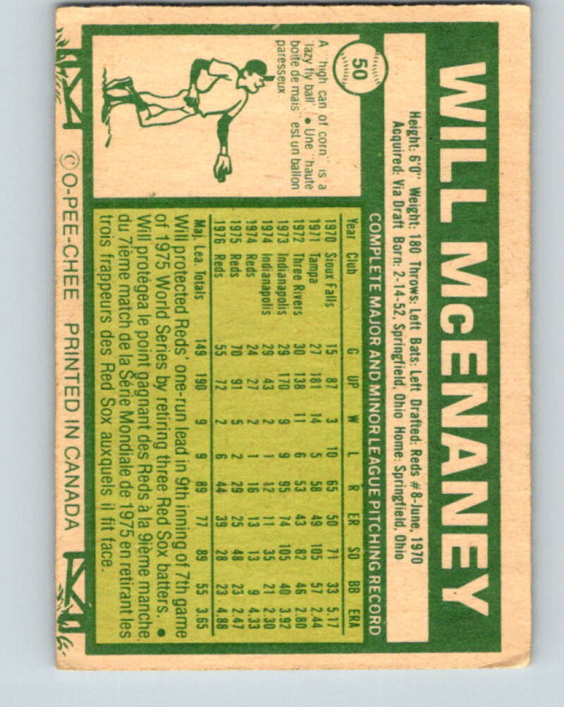 1977 O-Pee-Chee #50 Will McEnaney Montreal Expos V28920