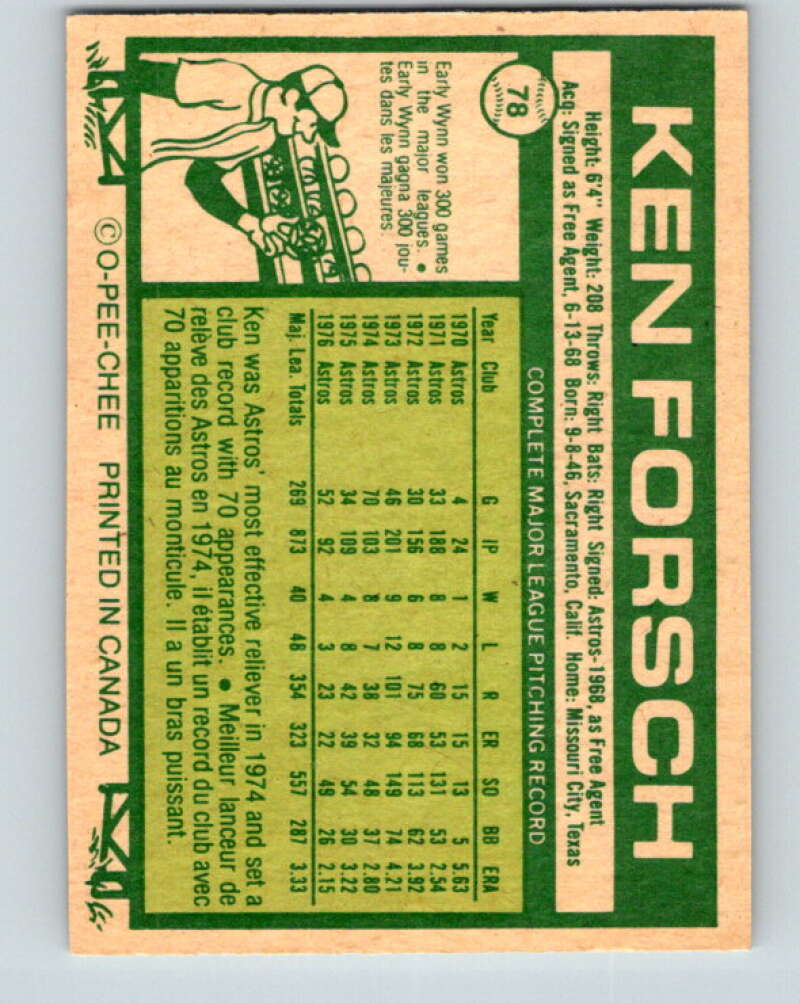 1977 O-Pee-Chee #78 Ken Forsch Houston Astros V28966