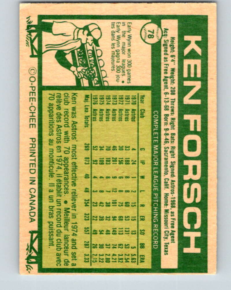 1977 O-Pee-Chee #78 Ken Forsch Houston Astros V28967