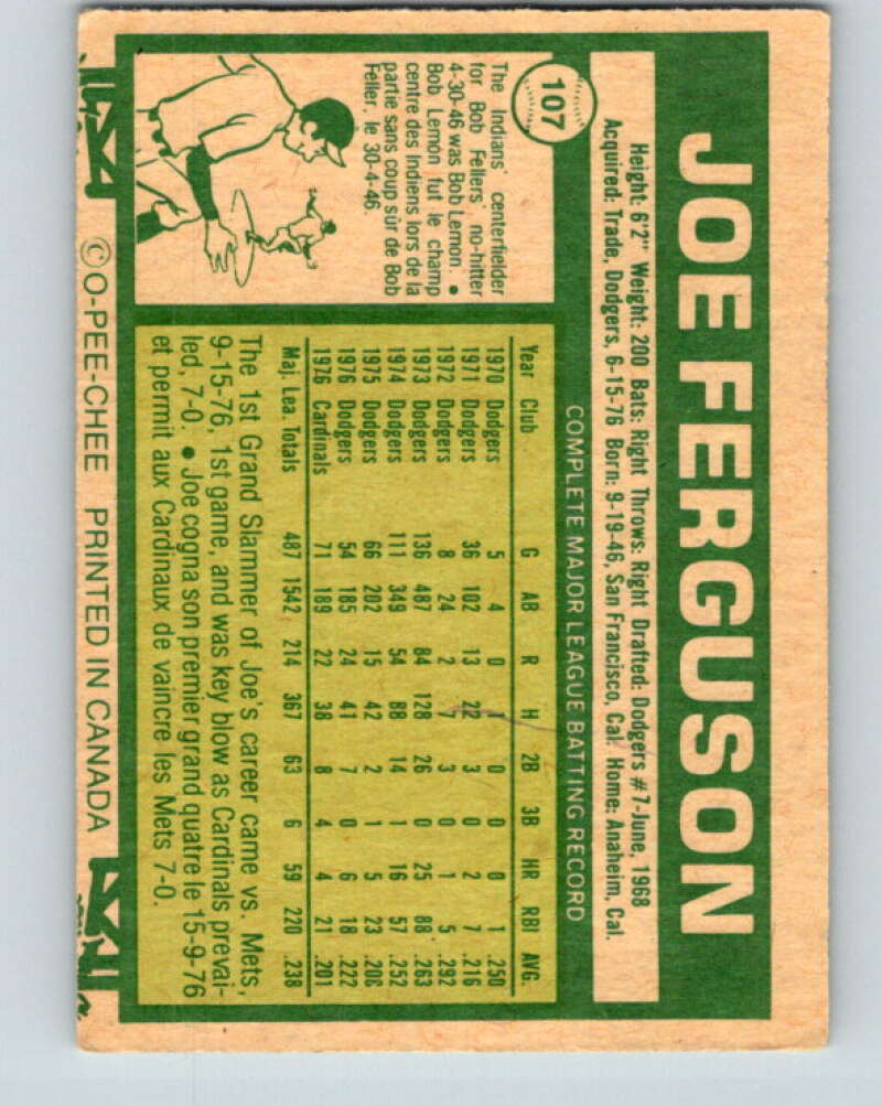 1977 O-Pee-Chee #107 Joe Ferguson Houston Astros V29023