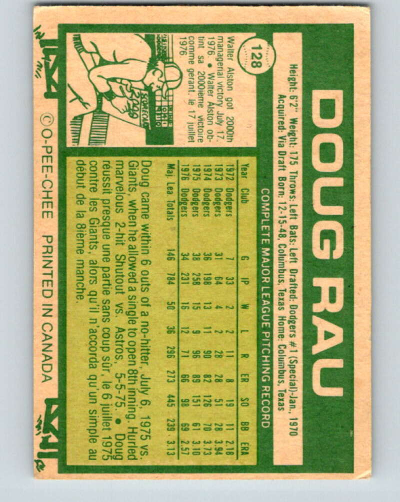 1977 O-Pee-Chee #128 Doug Rau Los Angeles Dodgers V29065