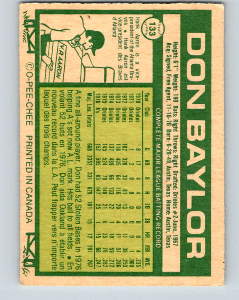1977 O-Pee-Chee #133 Don Baylor California Angels V29076
