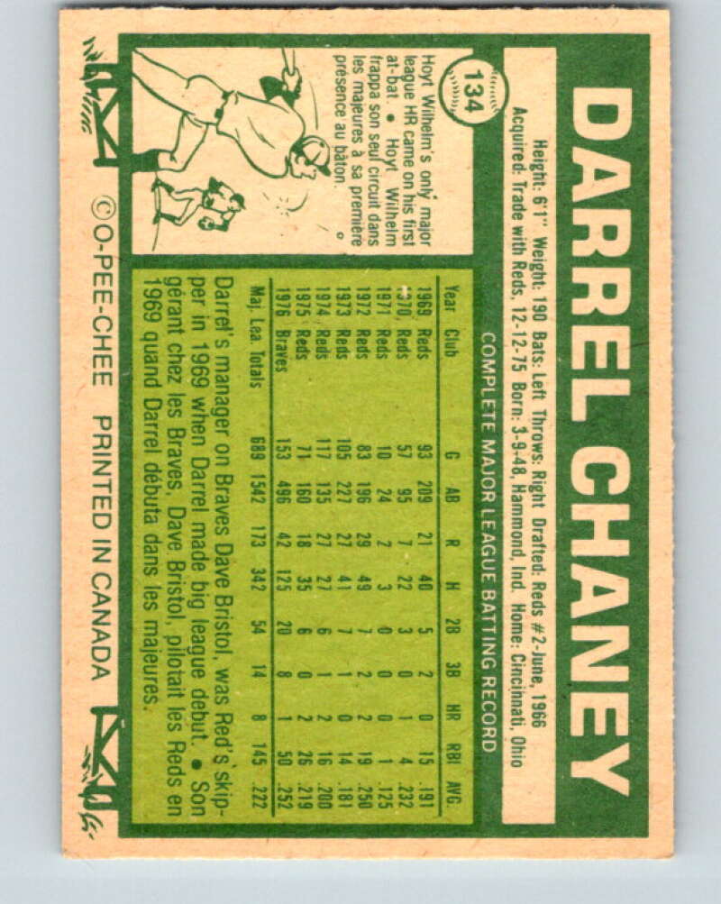 1977 O-Pee-Chee #134 Darrel Chaney Atlanta Braves V29079