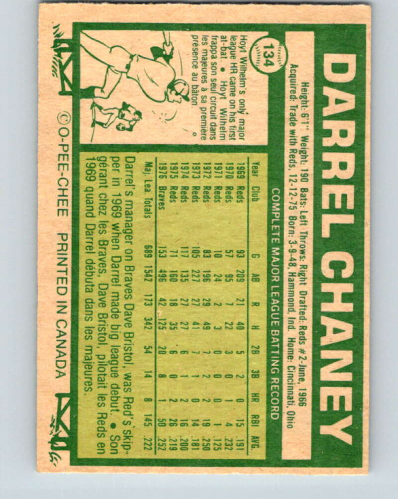 1977 O-Pee-Chee #134 Darrel Chaney Atlanta Braves V29080