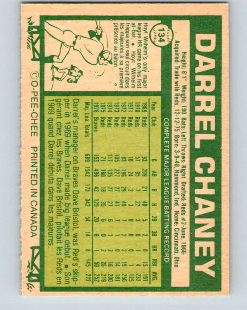 1977 O-Pee-Chee #134 Darrel Chaney Atlanta Braves V29082