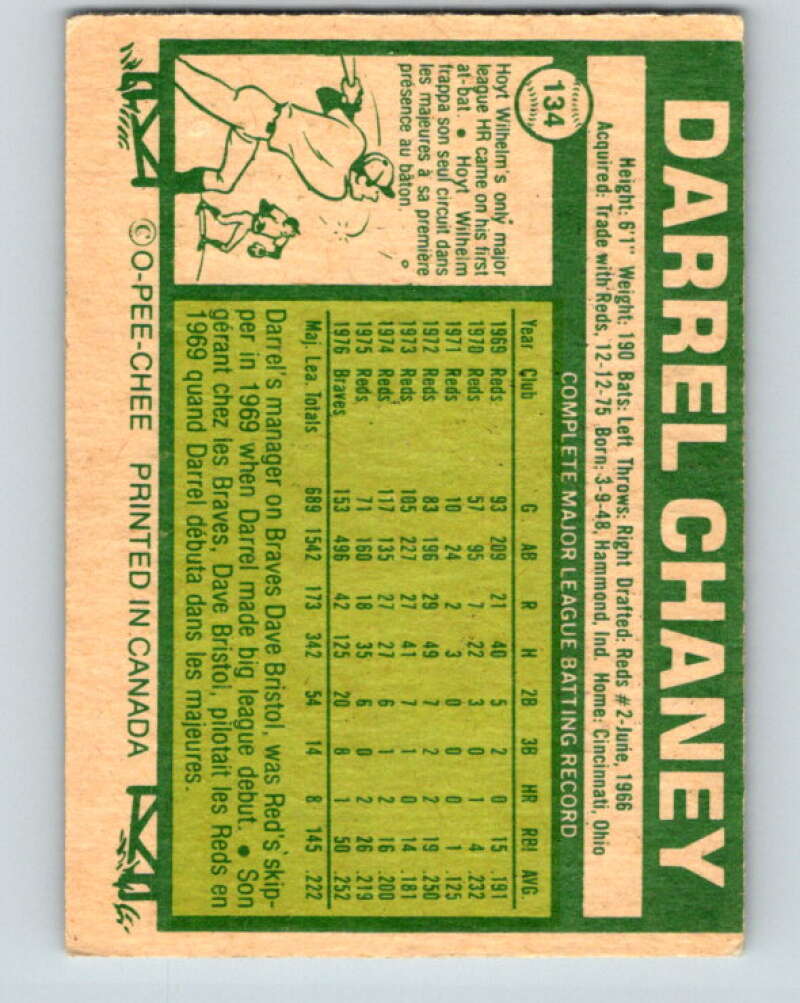 1977 O-Pee-Chee #134 Darrel Chaney Atlanta Braves V29083