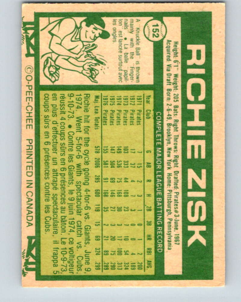 1977 O-Pee-Chee #152 Richie Zisk Chicago White Sox V29122