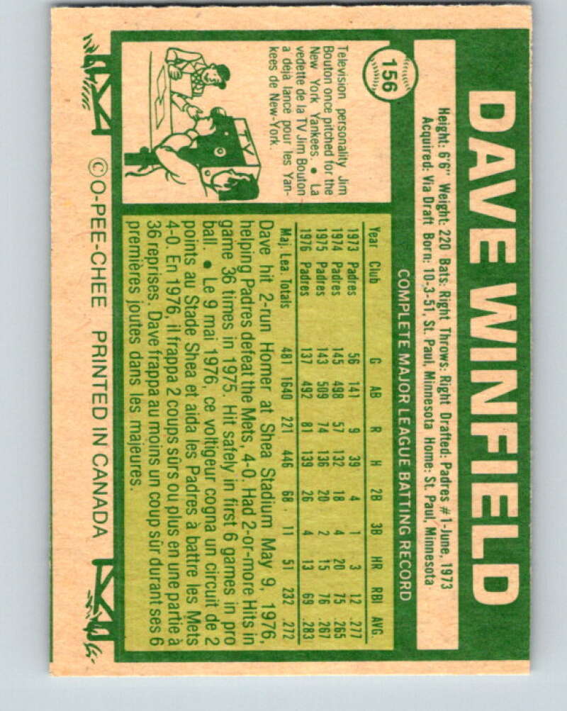 1977 O-Pee-Chee #156 Dave Winfield San Diego Padres V29131