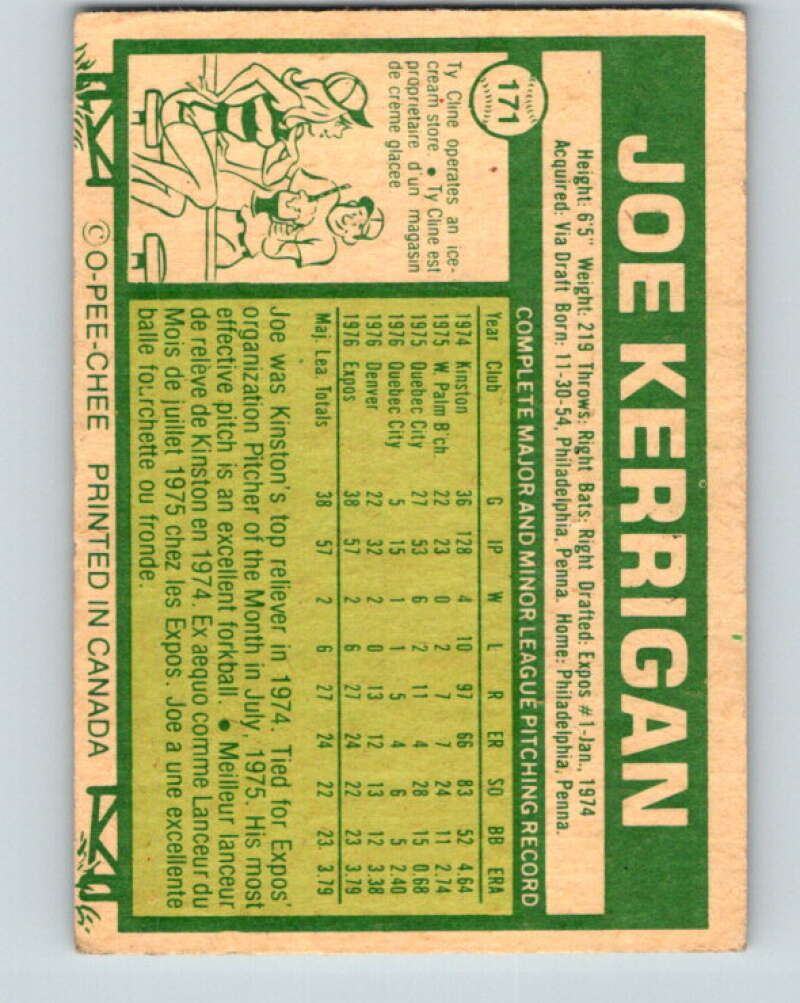 1977 O-Pee-Chee #171 Joe Kerrigan Montreal Expos V29168