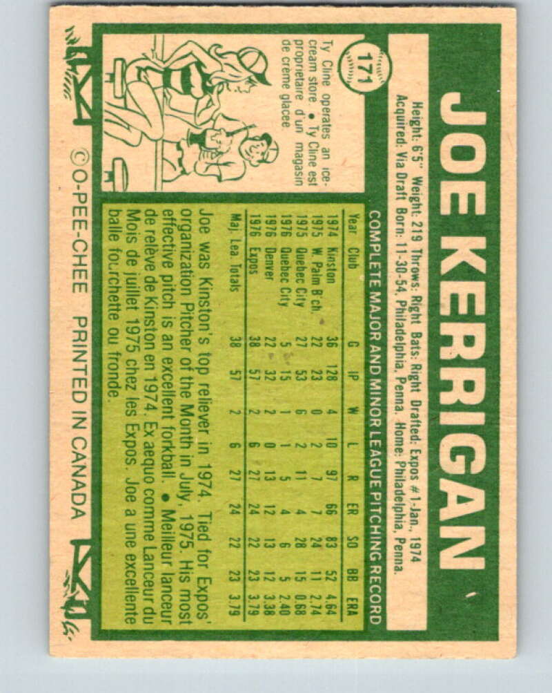 1977 O-Pee-Chee #171 Joe Kerrigan Montreal Expos V29170