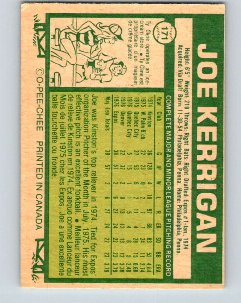 1977 O-Pee-Chee #171 Joe Kerrigan Montreal Expos V29171