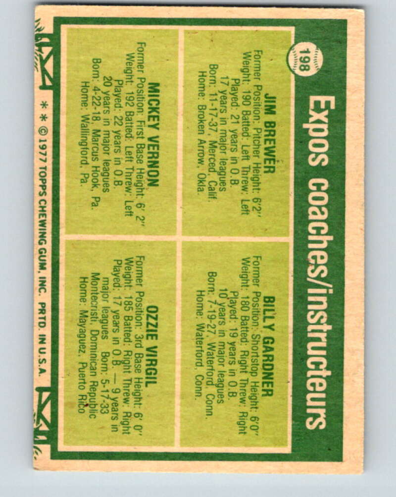 1978 O-Pee-Chee #198 Brewer/Gardner/Vernon/Virgil V29217