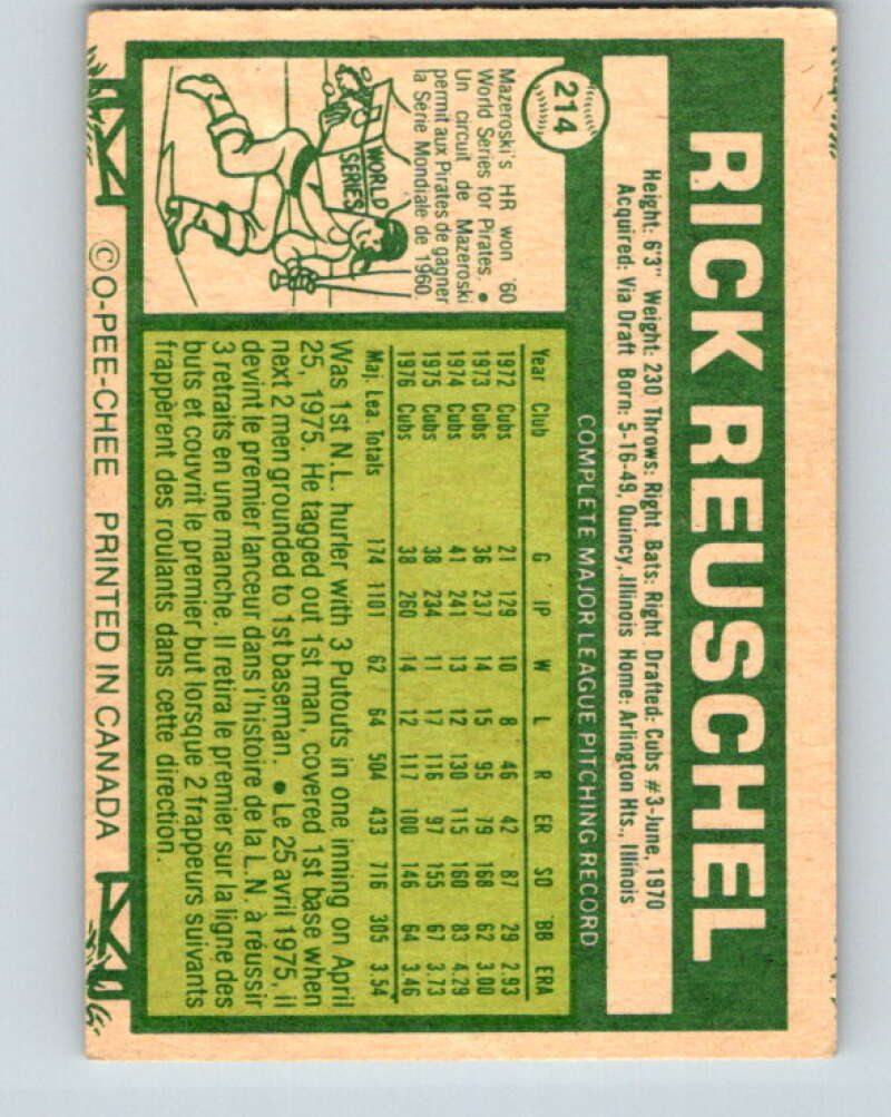 1977 O-Pee-Chee #214 Rick Reuschel Chicago Cubs V29253