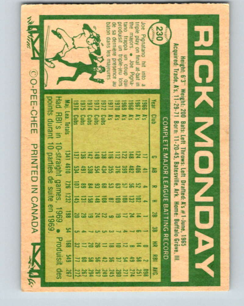 1977 O-Pee-Chee #230 Rick Monday Los Angeles Dodgers V29295