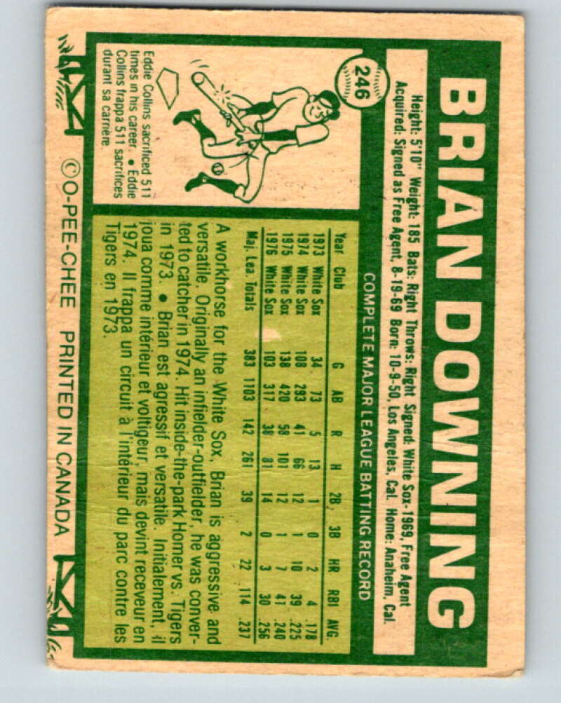 1977 O-Pee-Chee #246 Brian Downing Chicago White Sox V29334
