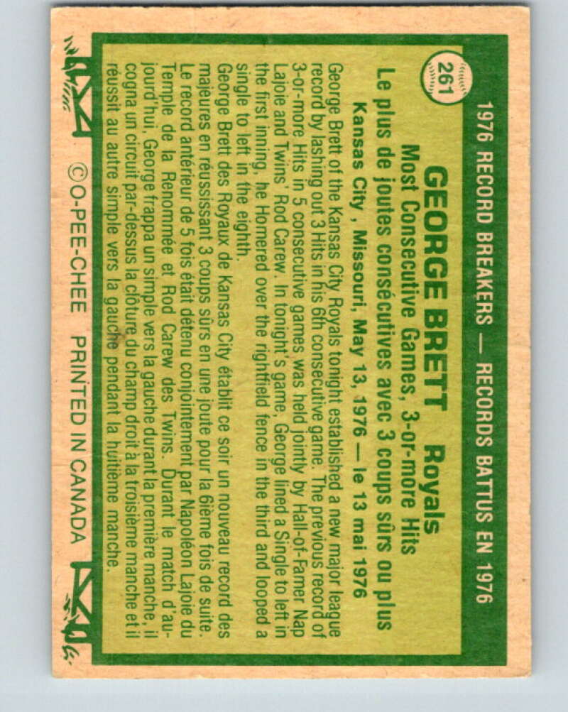 1977 O-Pee-Chee #261 George Brett RB Kansas City Royals V29368