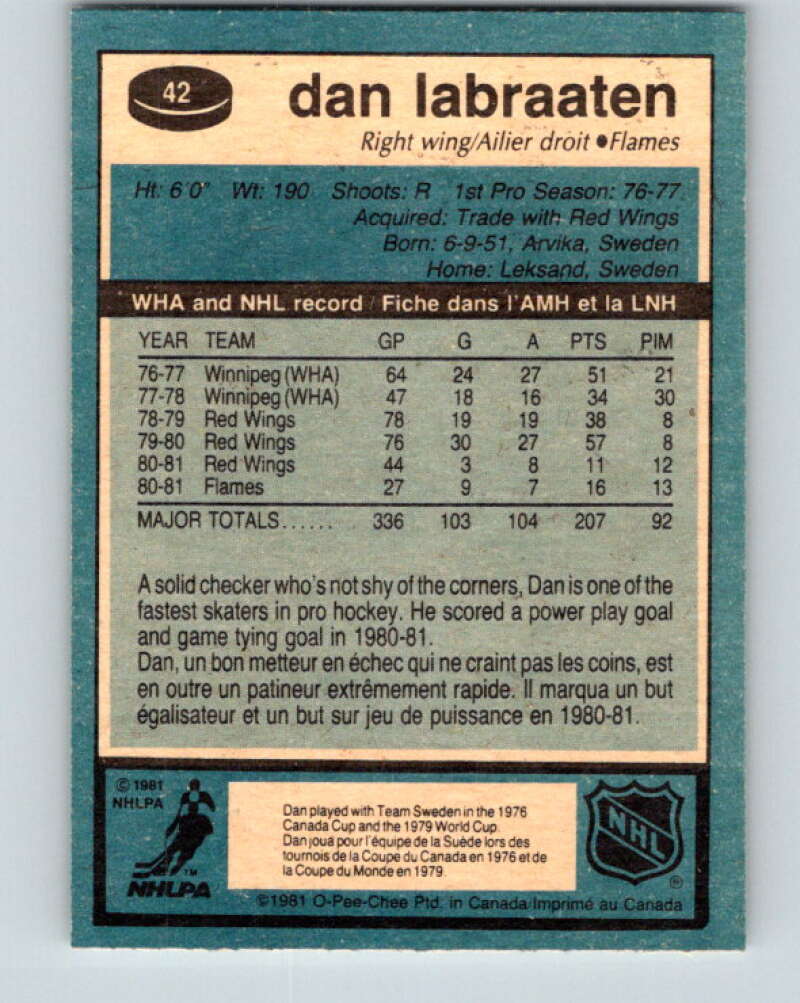 1981-82 O-Pee-Chee #42 Dan Labraaten Calgary Flames V29685