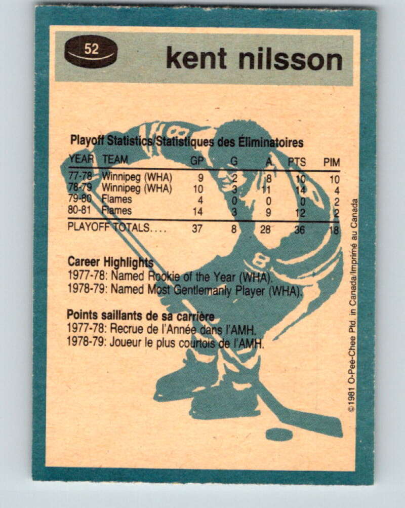 1981-82 O-Pee-Chee #52 Kent Nilsson Calgary Flames V29769